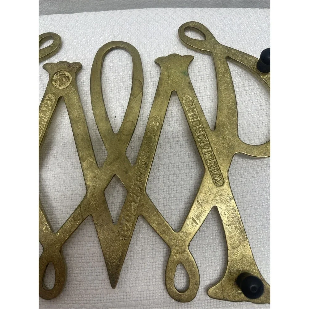 Brass William and Mary Cypher Trivet Classic Traditional Williamsburg 1950 Decor